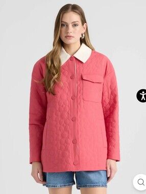 NVLT Daisy Quilted Puffer Jacket Pink Floral Quilted Coat